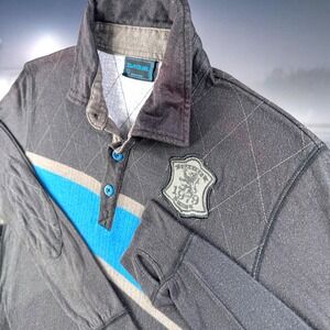 Dakine Polo Shirt Men‎ L Gray Thumb Hole Perfomance Logo Patch Quilted Elbow